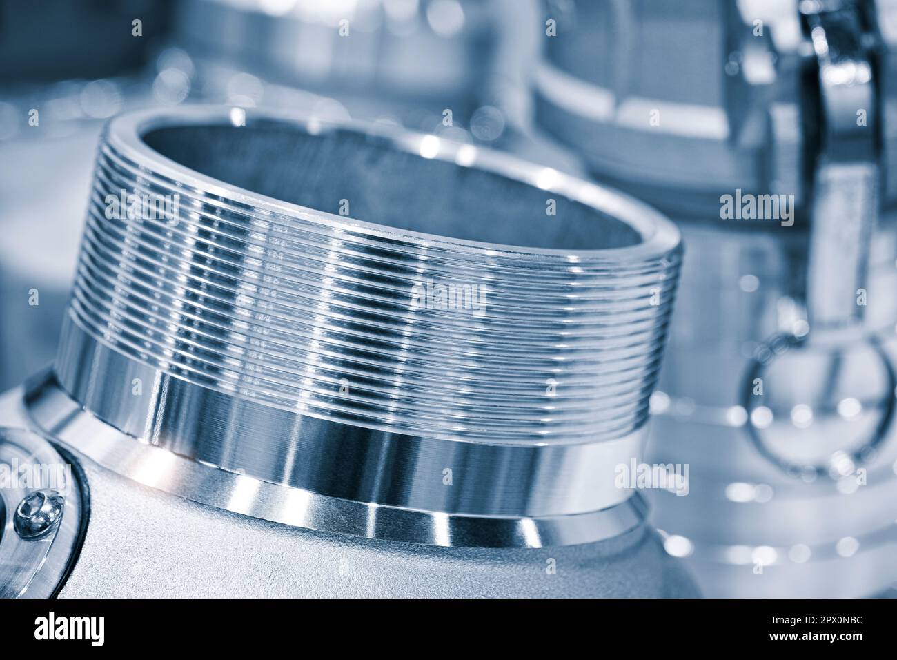 Many types of metal details industrial design background, engineering technology concept Stock Photo