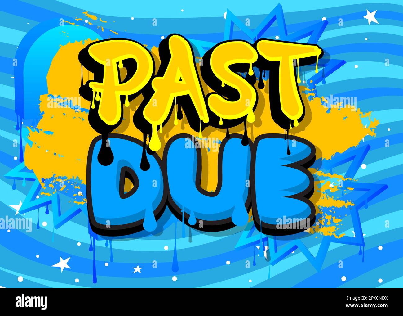 Past Due. Graffiti tag. Abstract modern street art decoration performed