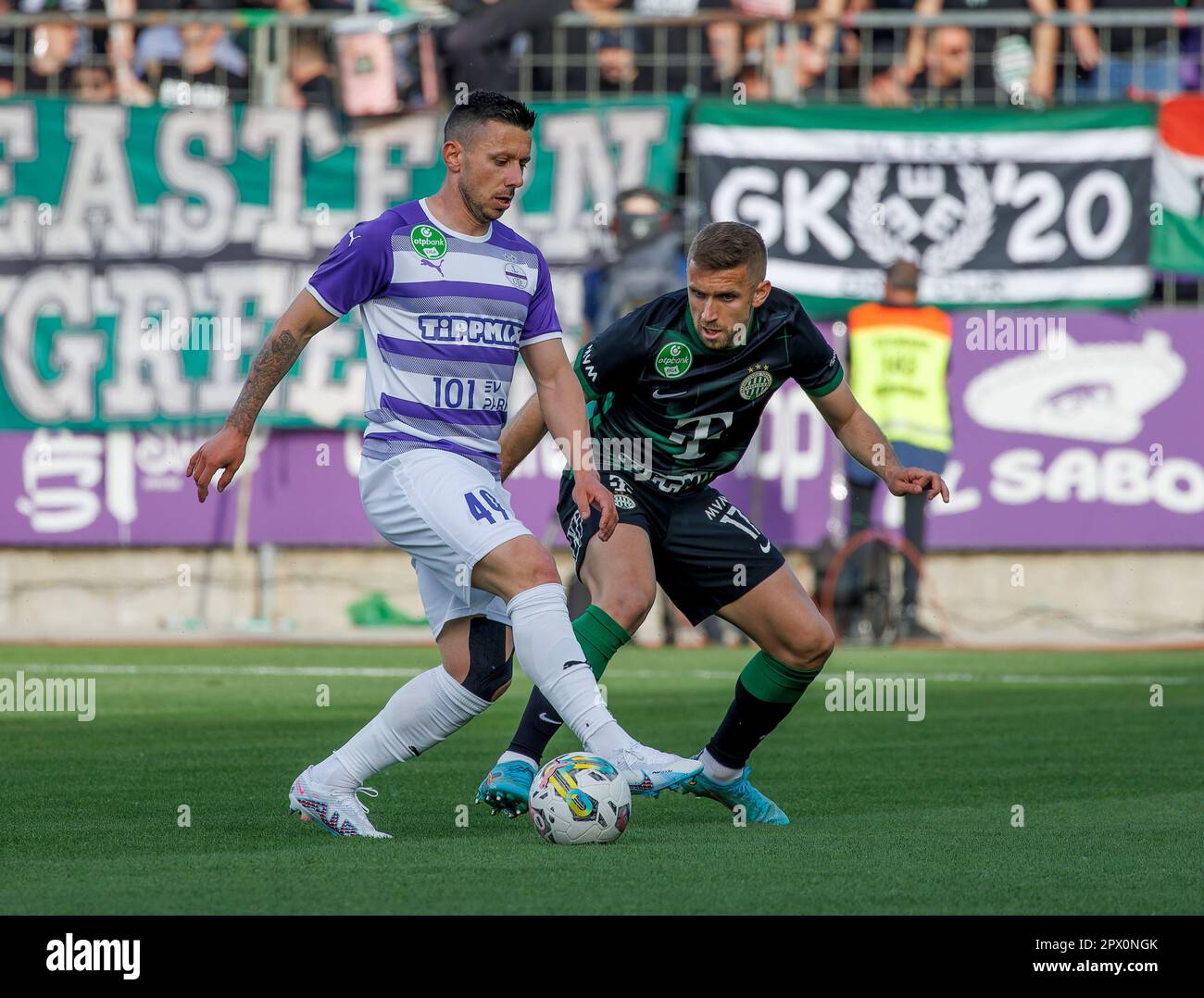 BUDAPEST, HUNGARY - JUNE 20: (l-r) Obinna Nwobodo of Ujpest FC