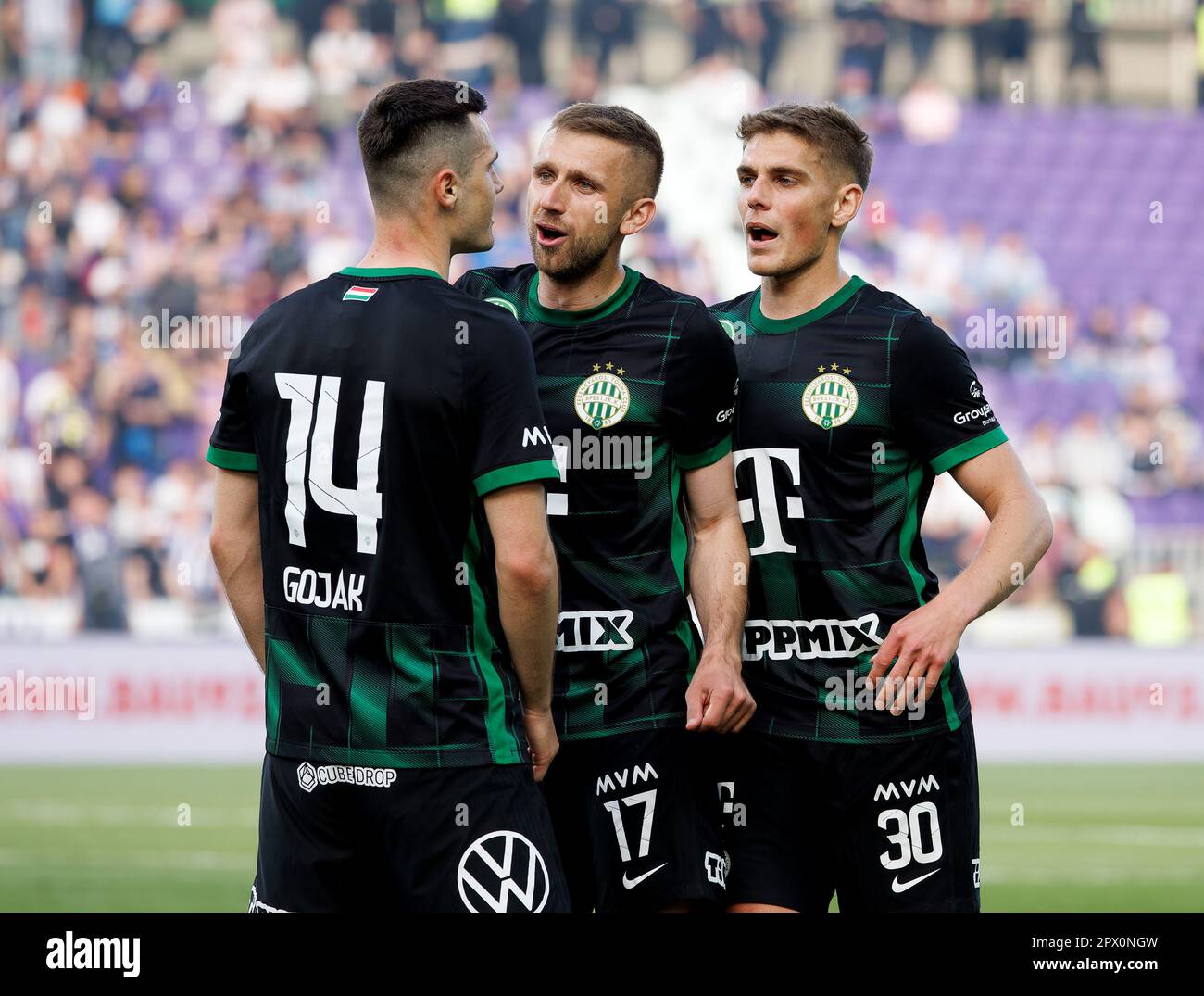 BUDAPEST, HUNGARY - JUNE 20: (l-r) Obinna Nwobodo of Ujpest FC