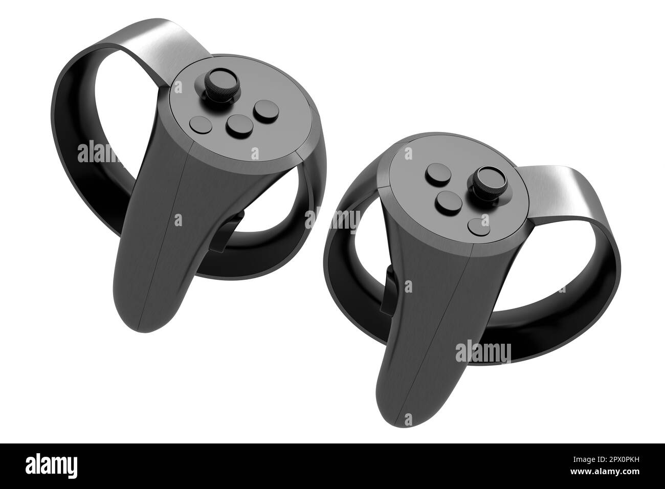 Virtual reality controllers for online gaming with metallic chrome