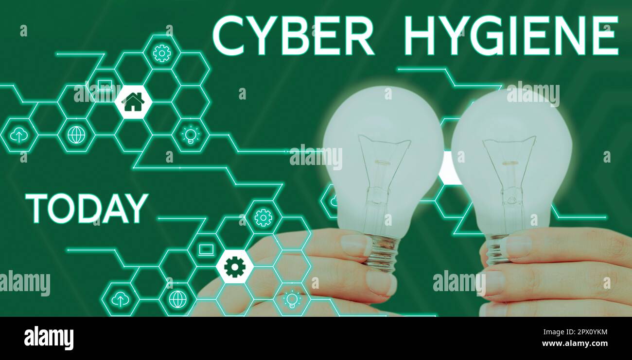 Text caption presenting Cyber Hygiene, Word Written on steps that ...