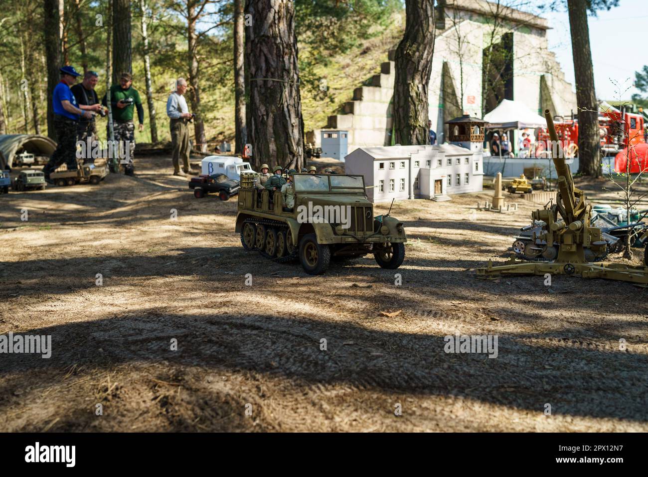 RC model of a half-track military vehicle Sd.Kfz. 7. Meeting of fans of retro cars of the Eastern bloc (Ostfahrzeugtreffen). Stock Photo