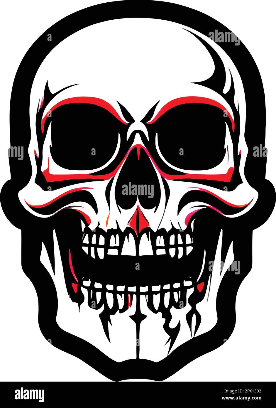 Smiling emblem colour skull tattoo art vector Stock Vector