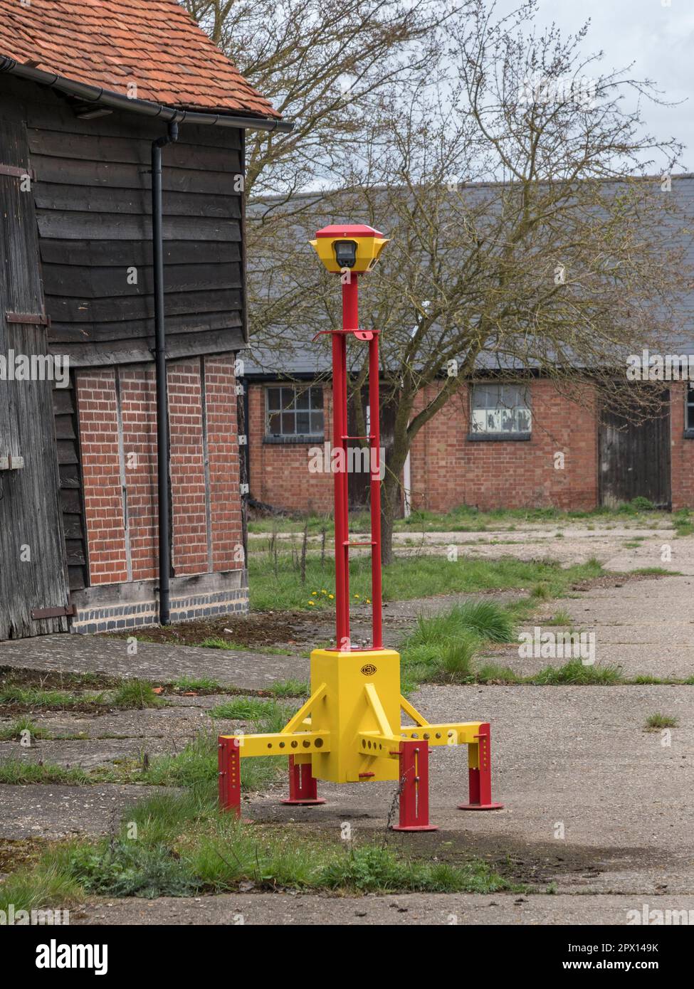 A security robot with cameras protecting a large property in Windsor, UK. Stock Photo