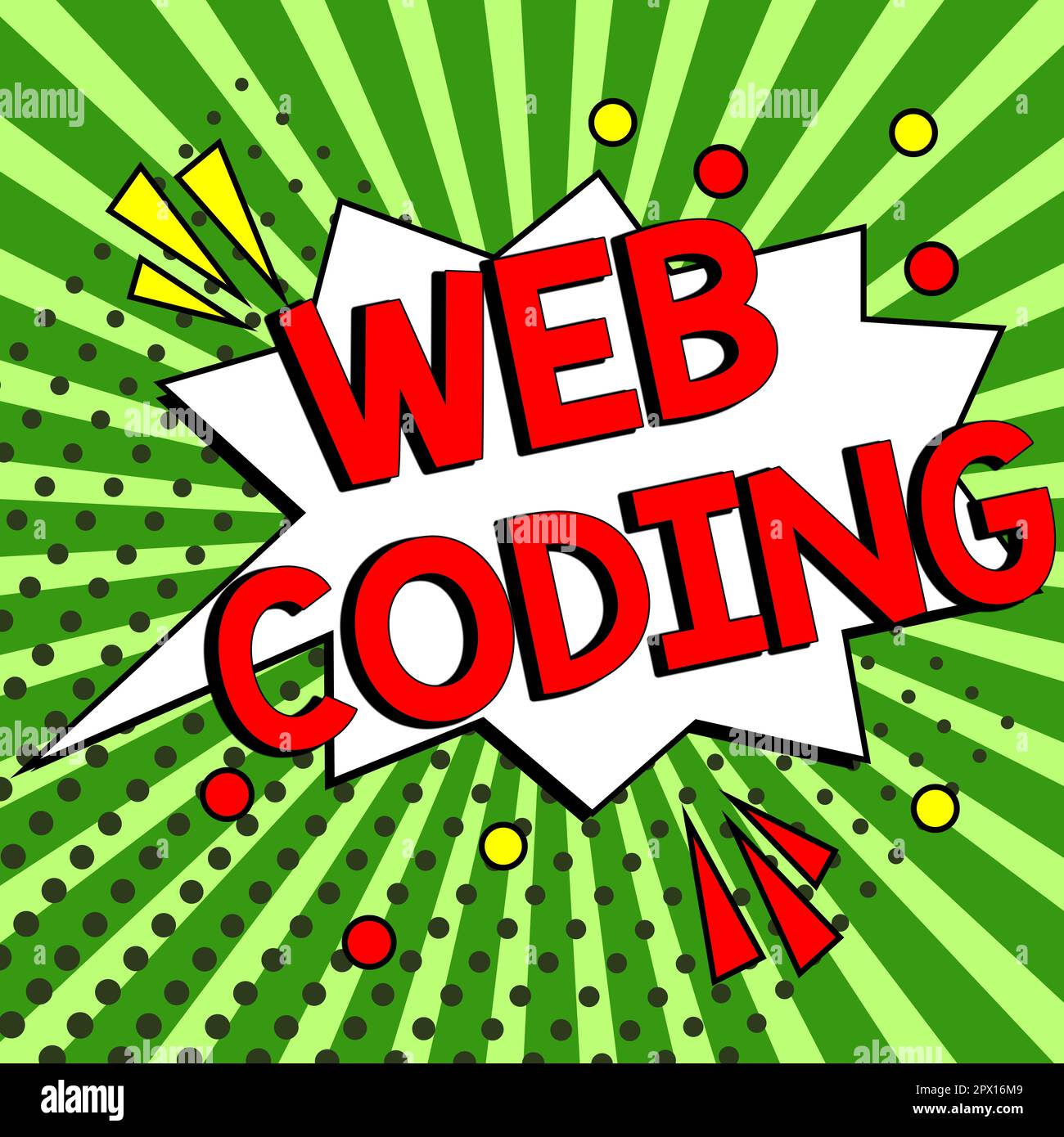 Sign displaying Web Coding, Word Written on work involved in developing a web site for the Internet Stock Photo