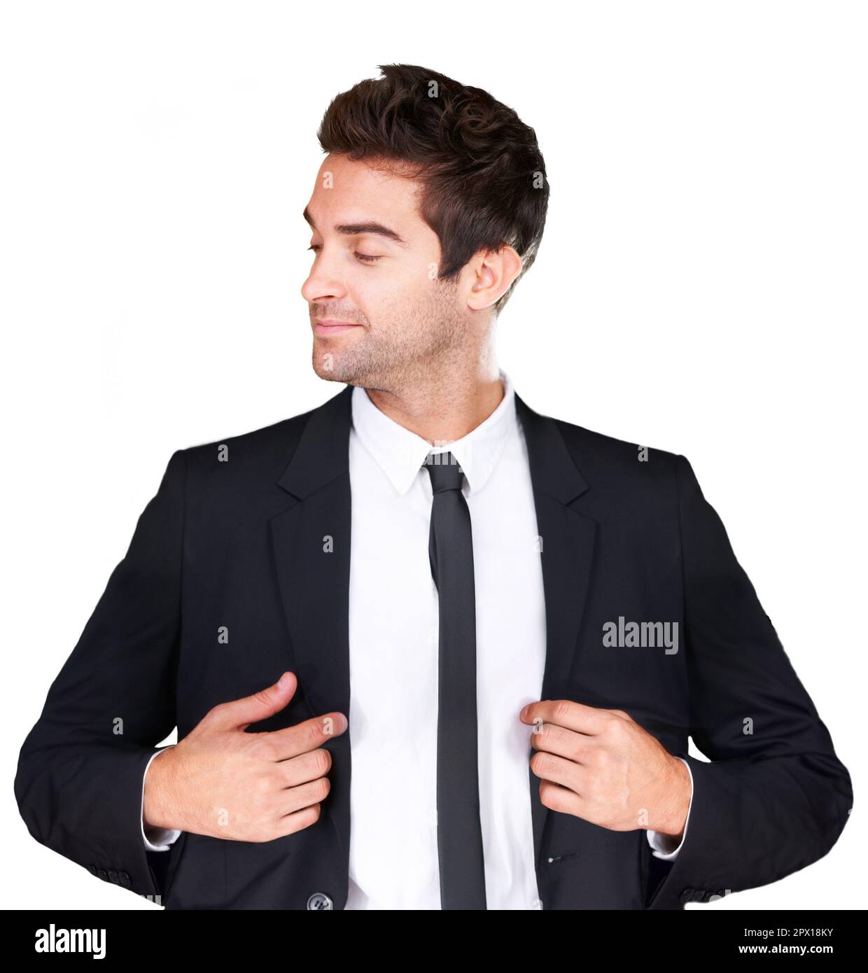 Young man holding jacket lapel hi-res stock photography and images