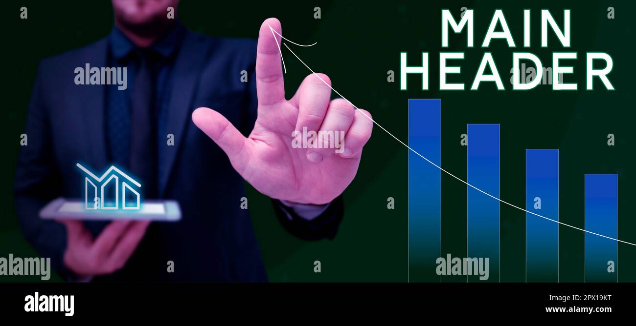 Hand writing sign main header concept meaning used to display the 