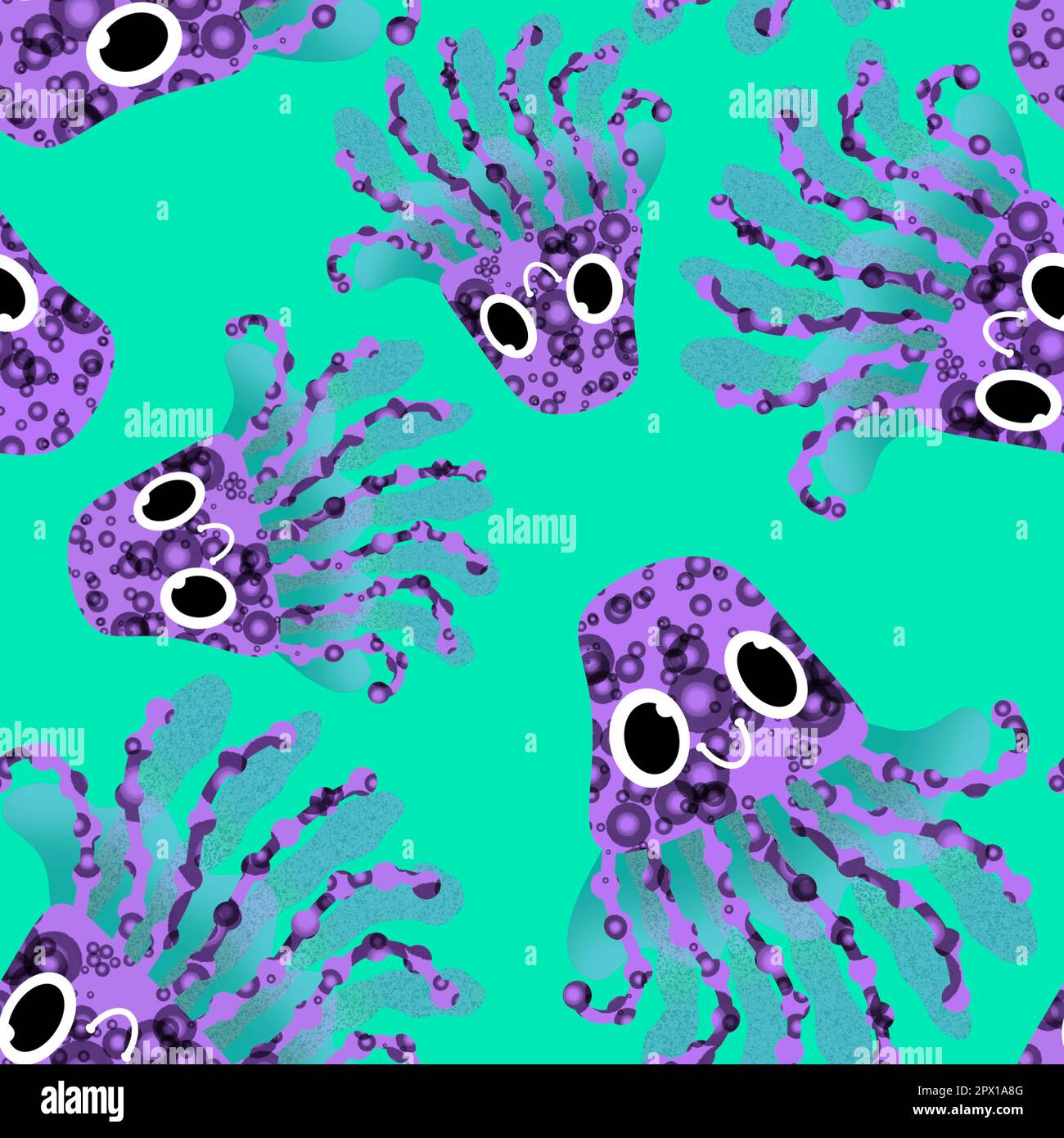 Jellyfish Cartoon Print Pattern Hooded Blanket