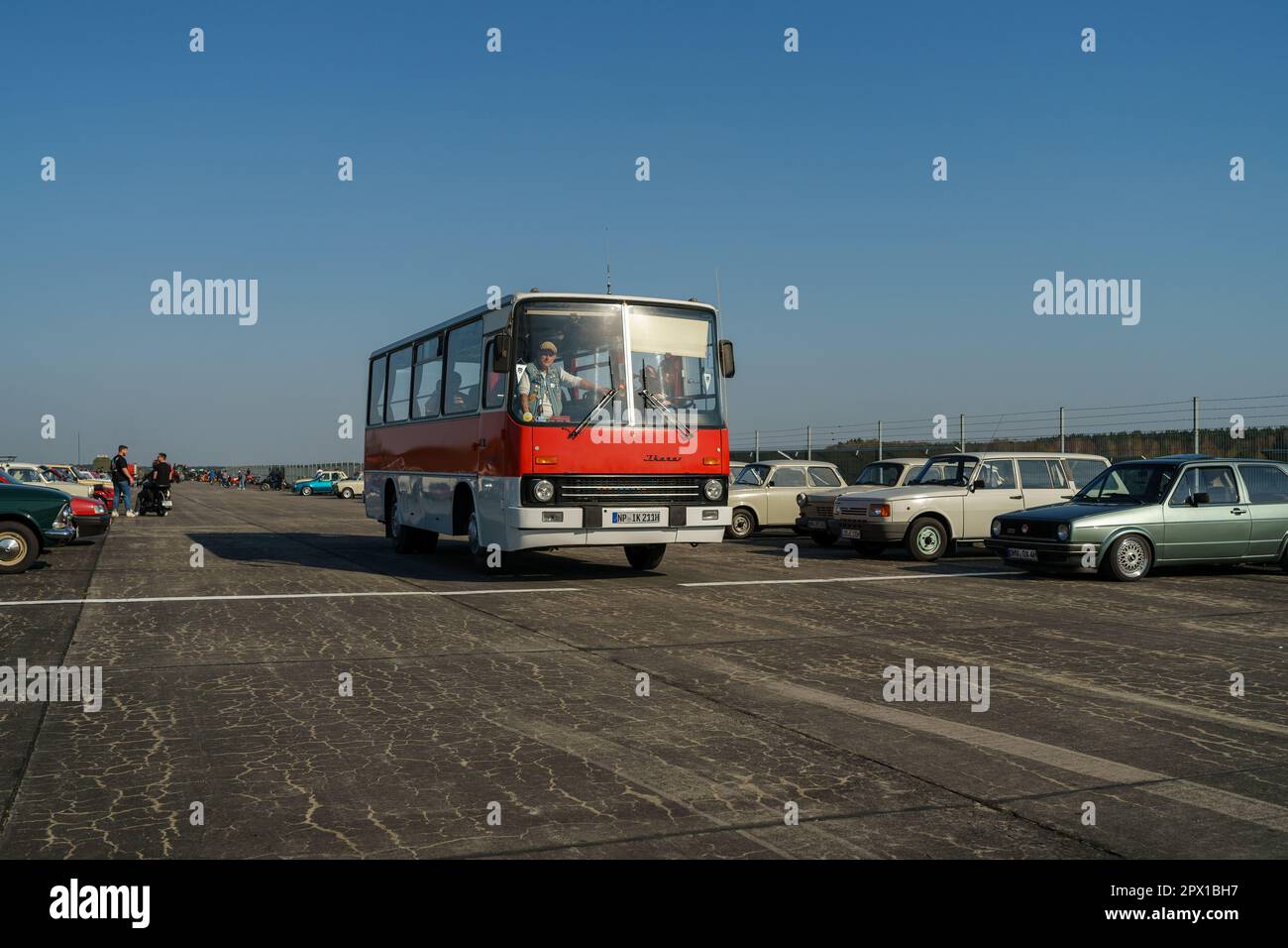 FINOWFURT, GERMANY - APRIL 22, 2023: Bus Ikarus-211. Meeting of fans of retro cars of the Eastern bloc (Ostfahrzeugtreffen). Stock Photo