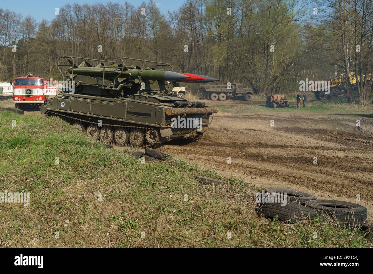 Soviet mobile surface-to-air missile system 2K12 Kub. Meeting of fans of retro cars of the Eastern bloc (Ostfahrzeugtreffen). Stock Photo