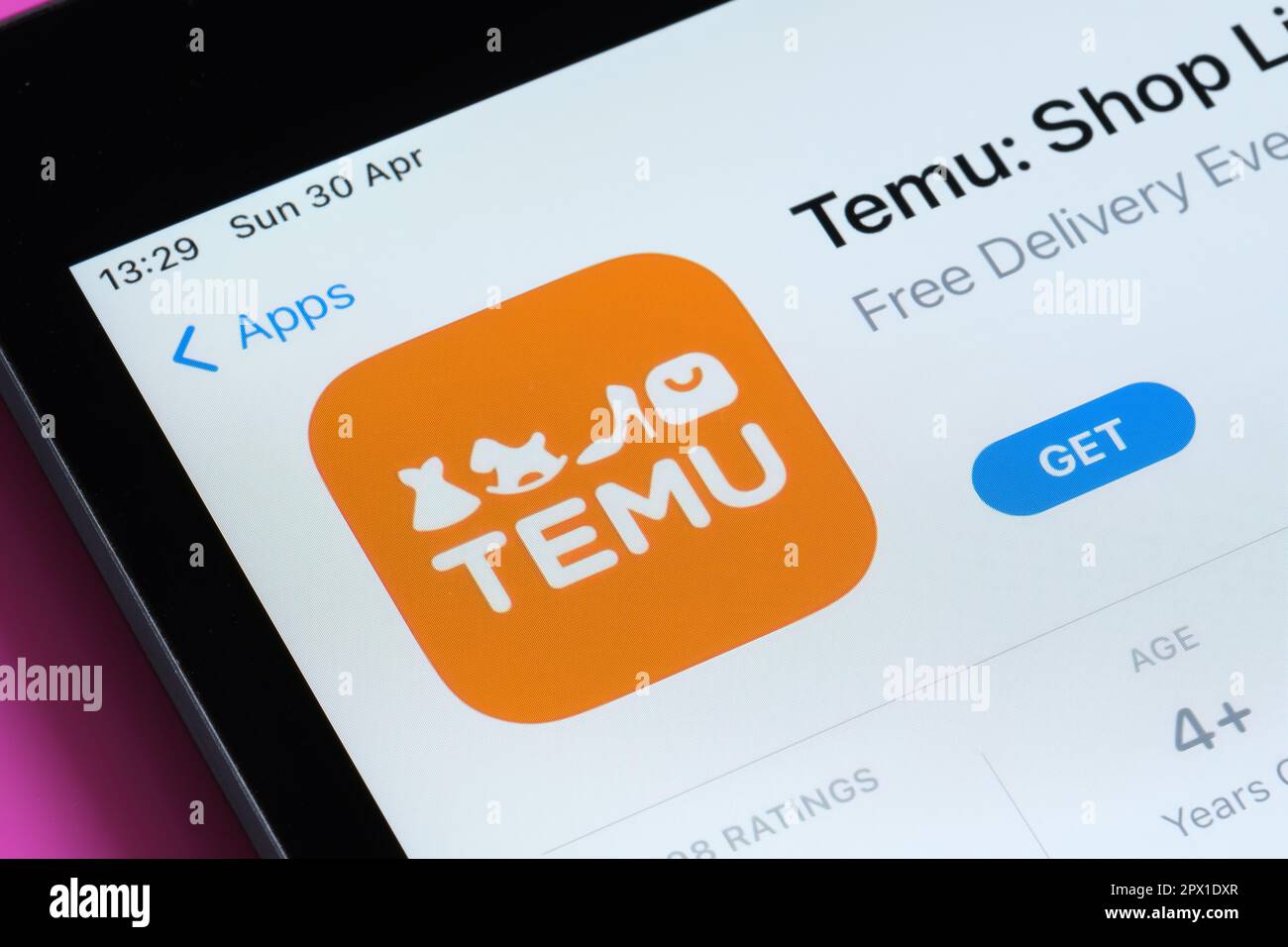 TEMU app seen on the ipad screen. Temu shop app is a new shopping