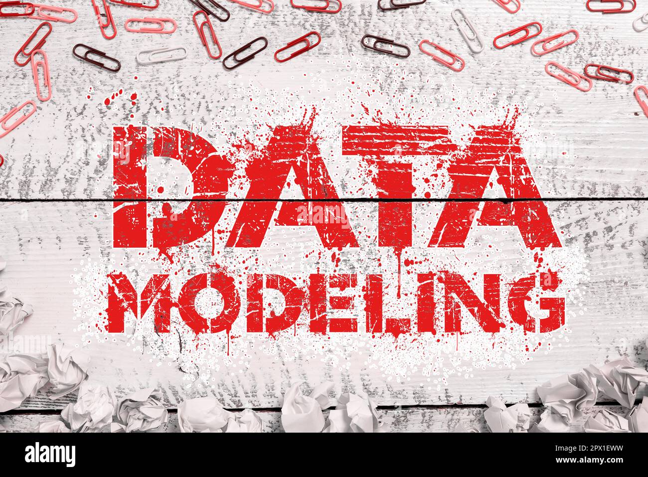 Hand writing sign Data Modeling, Business overview process of transferring data between data storage systems Stock Photo