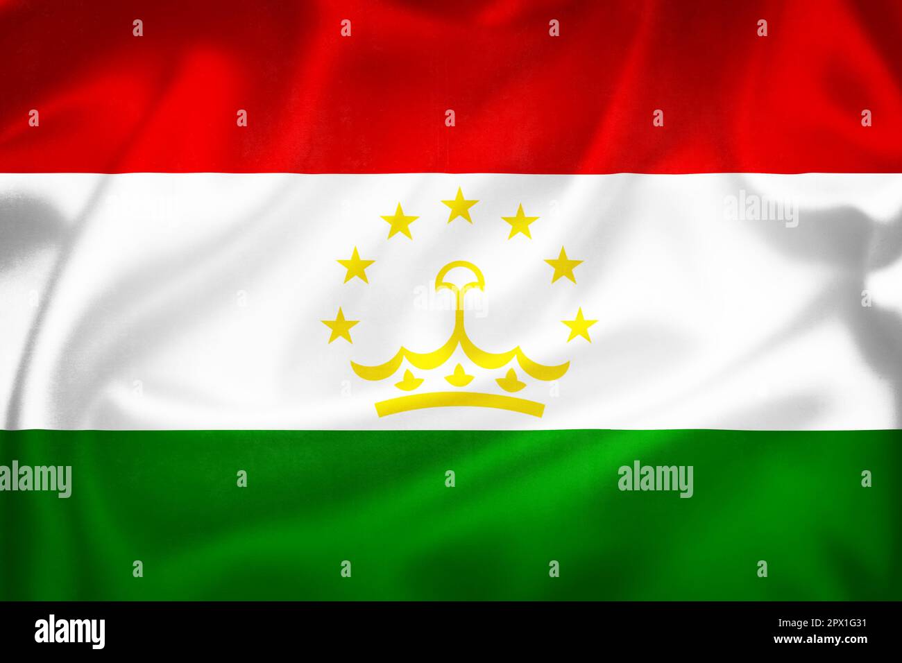 Grunge 3D illustration of Tajikistan flag, concept of Tajikistan Stock Photo