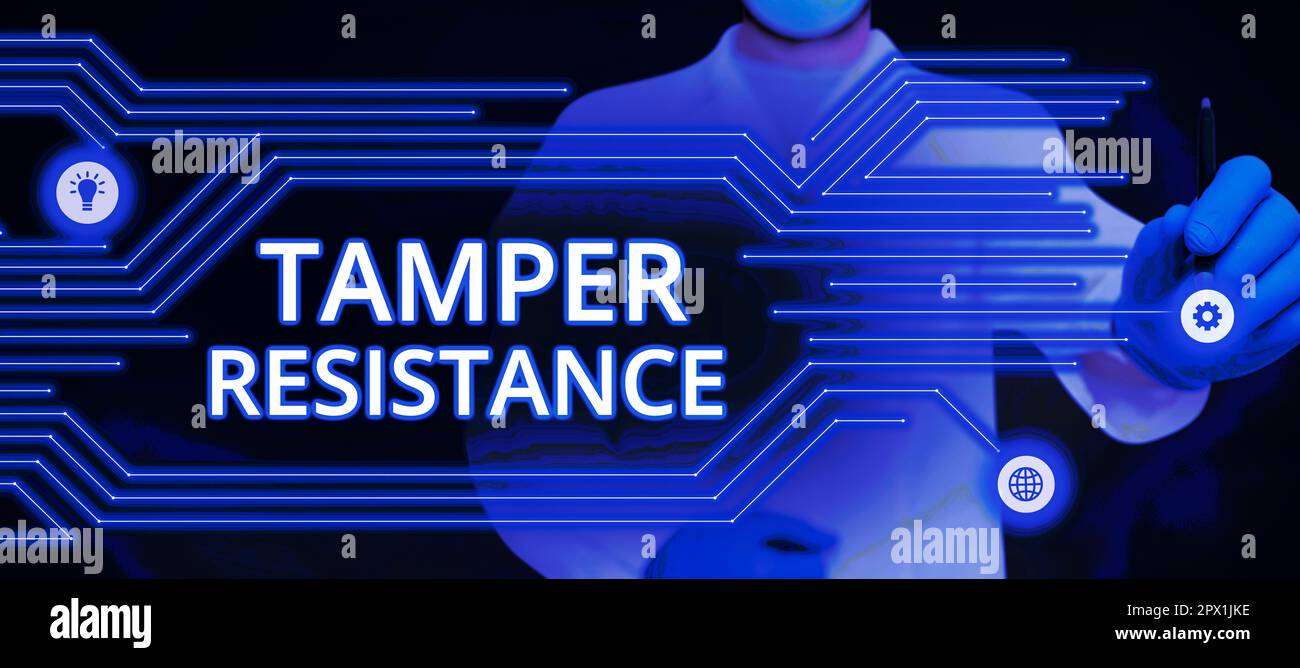 Hand writing sign Tamper Resistance, Conceptual photo resilent to