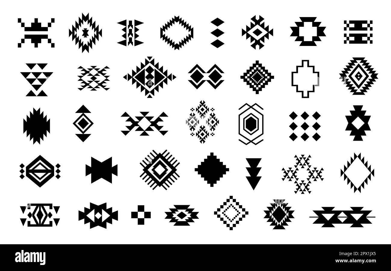 Aztec Navajo Elements set Southwestern symbols Stock Vector