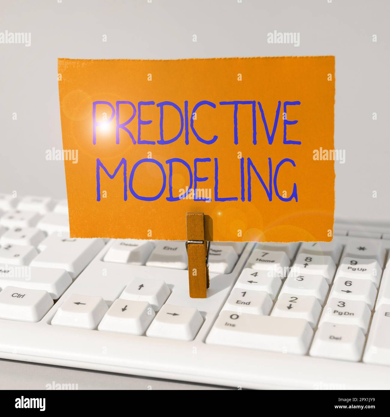 Conceptual caption Predictive Modeling, Internet Concept maintenance strategy driven by predictive analytics Stock Photo