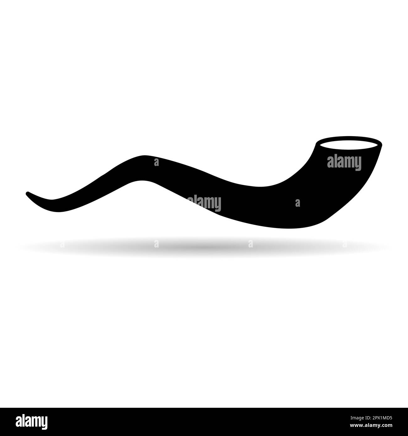 Shofar horn shadow icon, graphic religion design symbol, ritual web