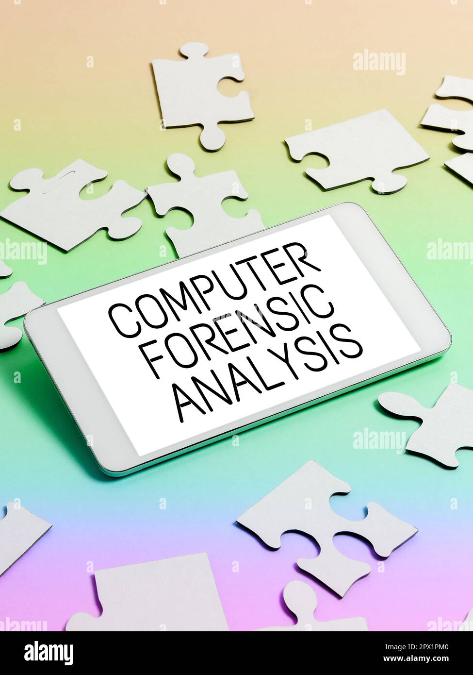 Conceptual caption Computer Forensic Analysis, Word Written on evidence found in computers and storage media Stock Photo