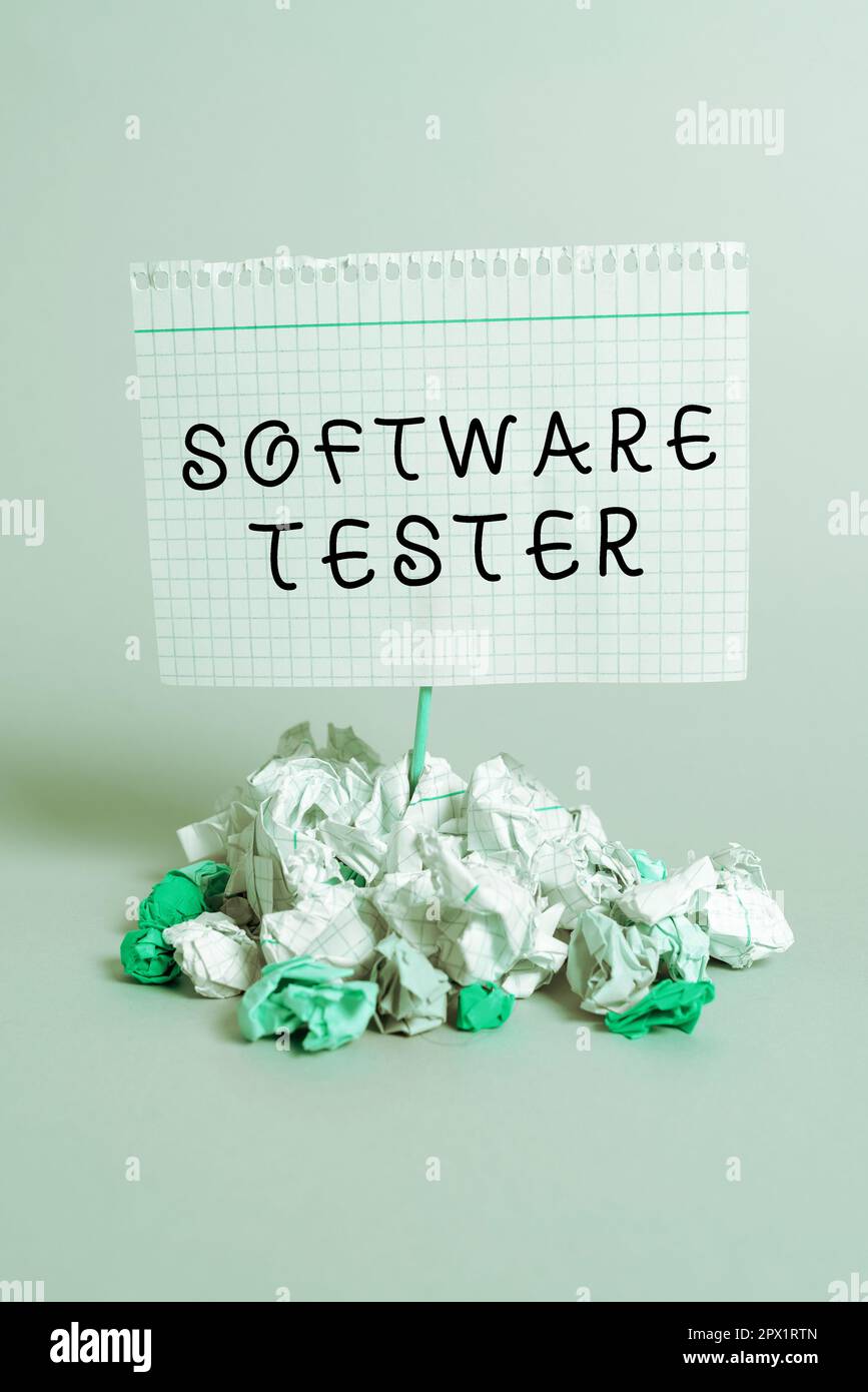 Text caption presenting Software Tester, Concept meaning implemented to protect software against malicious attack Stock Photo