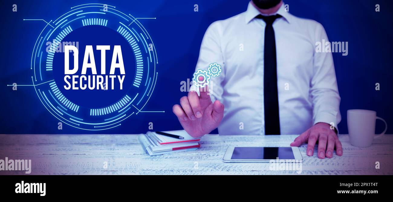 Handwriting text Data Security, Business concept Confidentiality Disk Encryption Backups Password Shielding Stock Photo