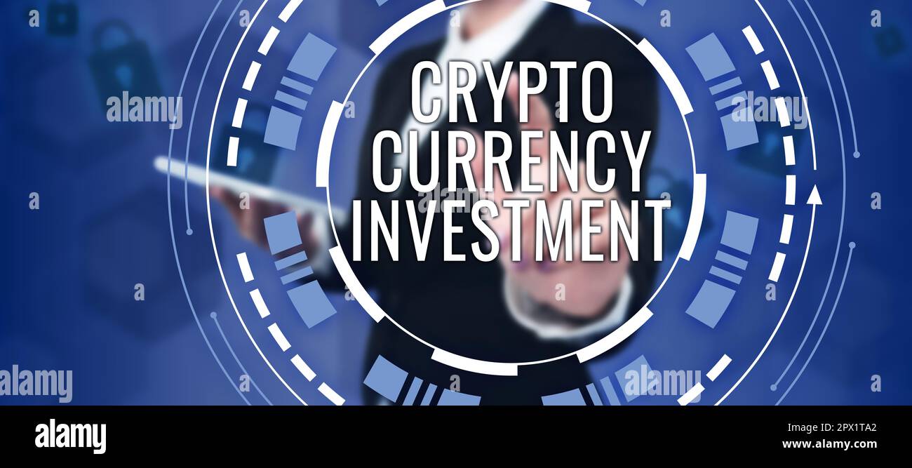 Text caption presenting Crypto Currency Investment, Concept meaning Trading  of digital currencies for other assets Stock Photo - Alamy