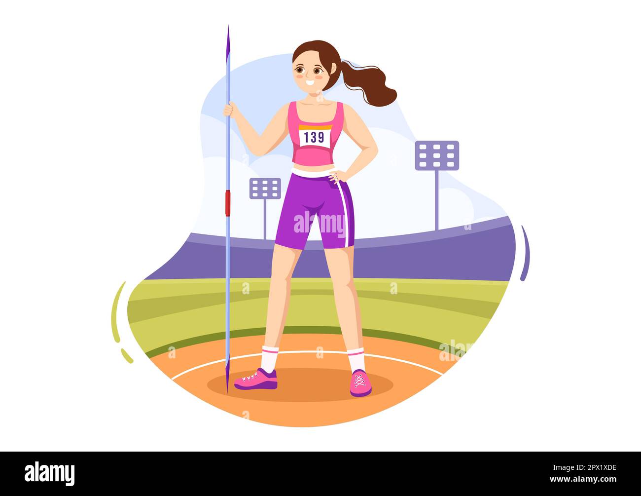 Javelin Throwing Athlete Illustration using a Long Lance Shaped Tool to Throw in Sports Activity