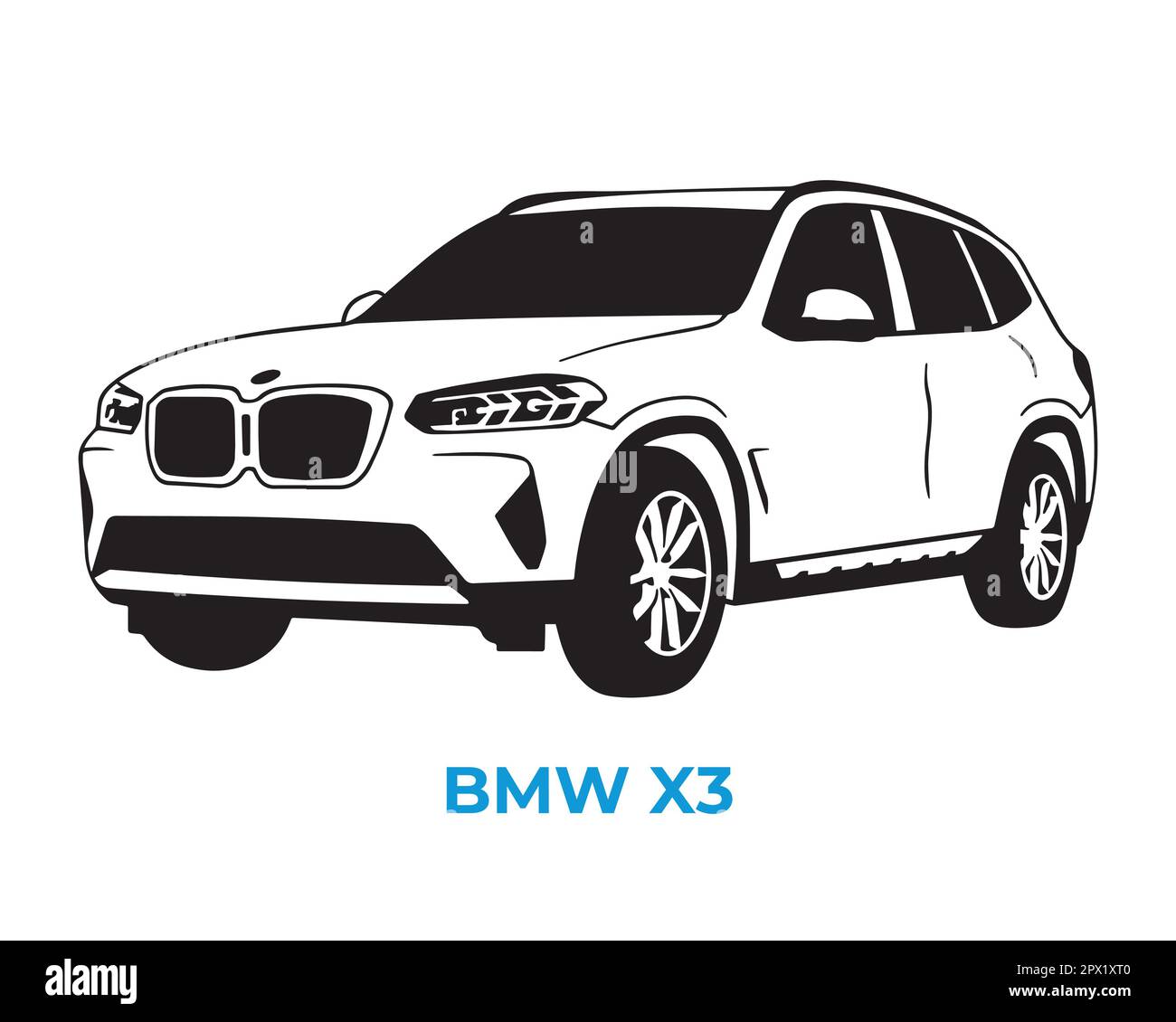 Vector silhouettes, icons of BMW brand cars Stock Vector