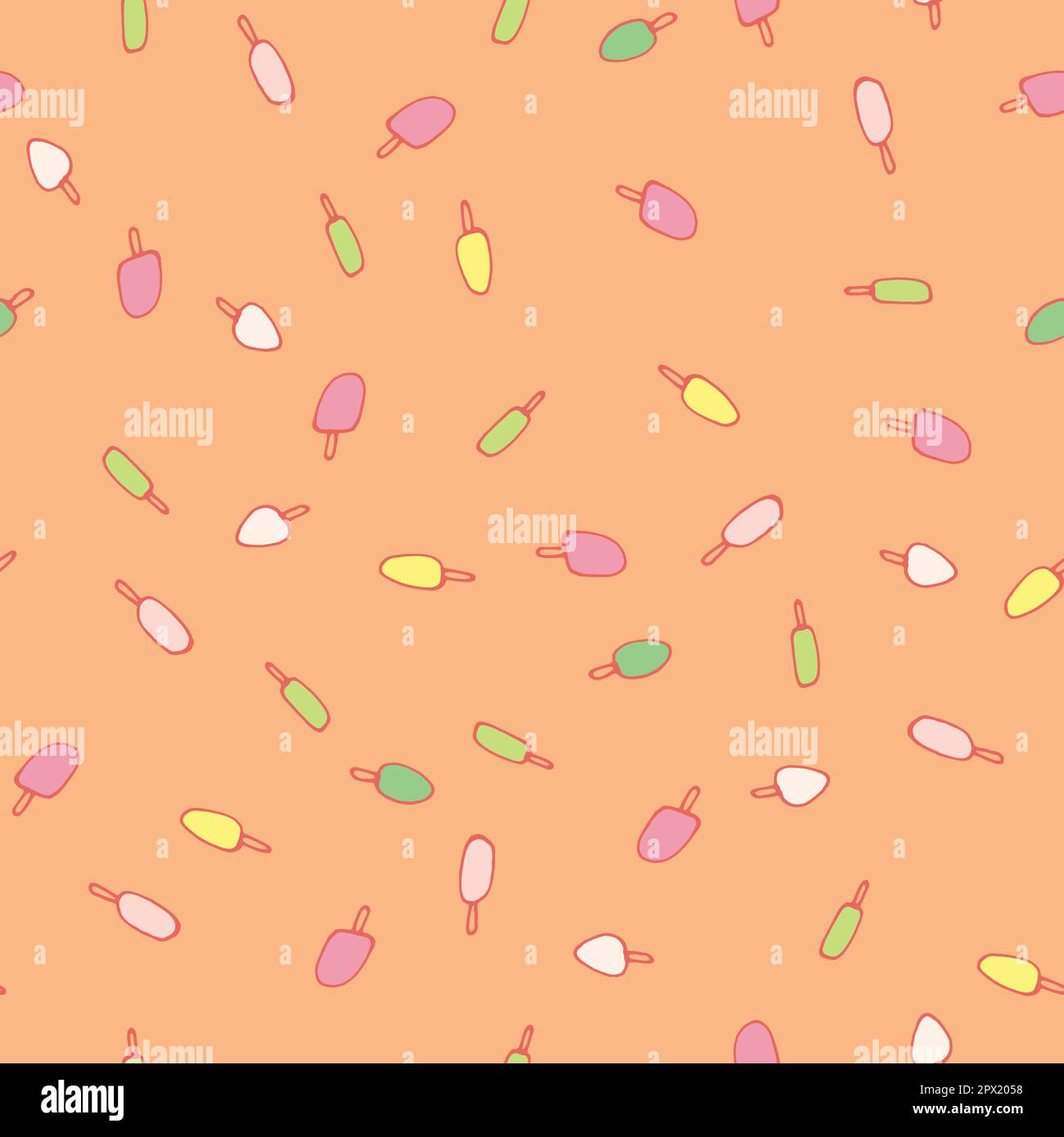 pastel colored ice popsicles toss vector pattern Stock Vector