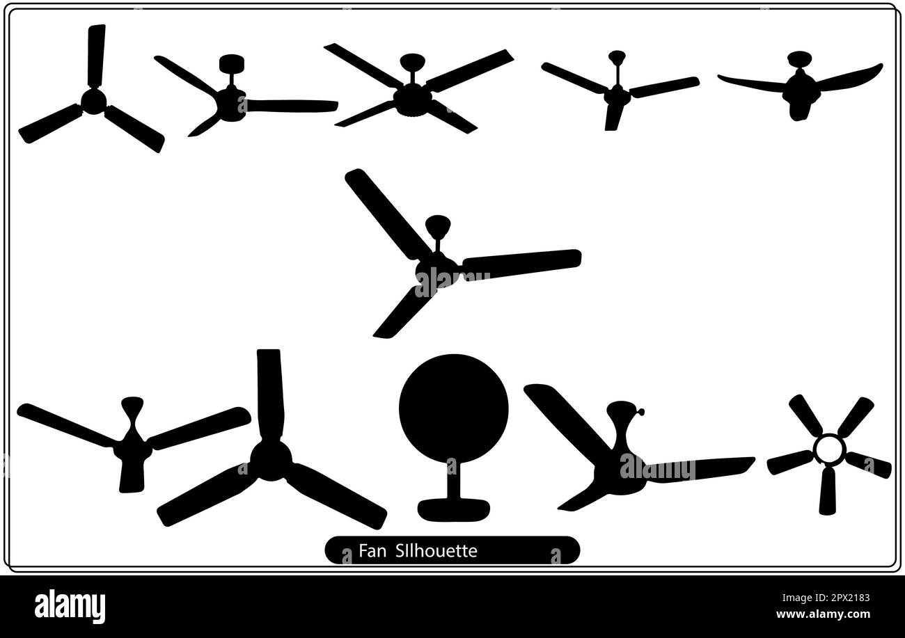 Fan silhouette vector bundle,Fan illustration set Stock Vector Image