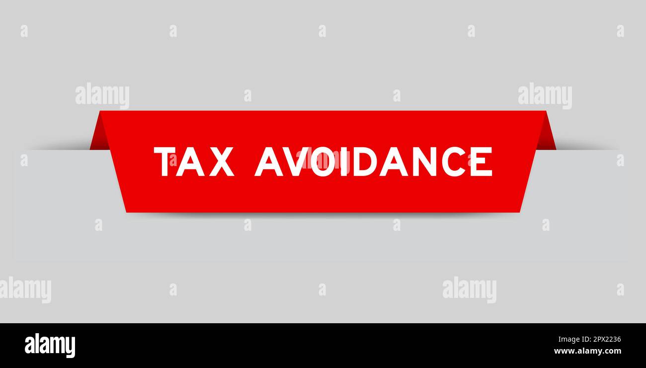 Red color inserted label with word tax avoidance on gray background Stock Vector