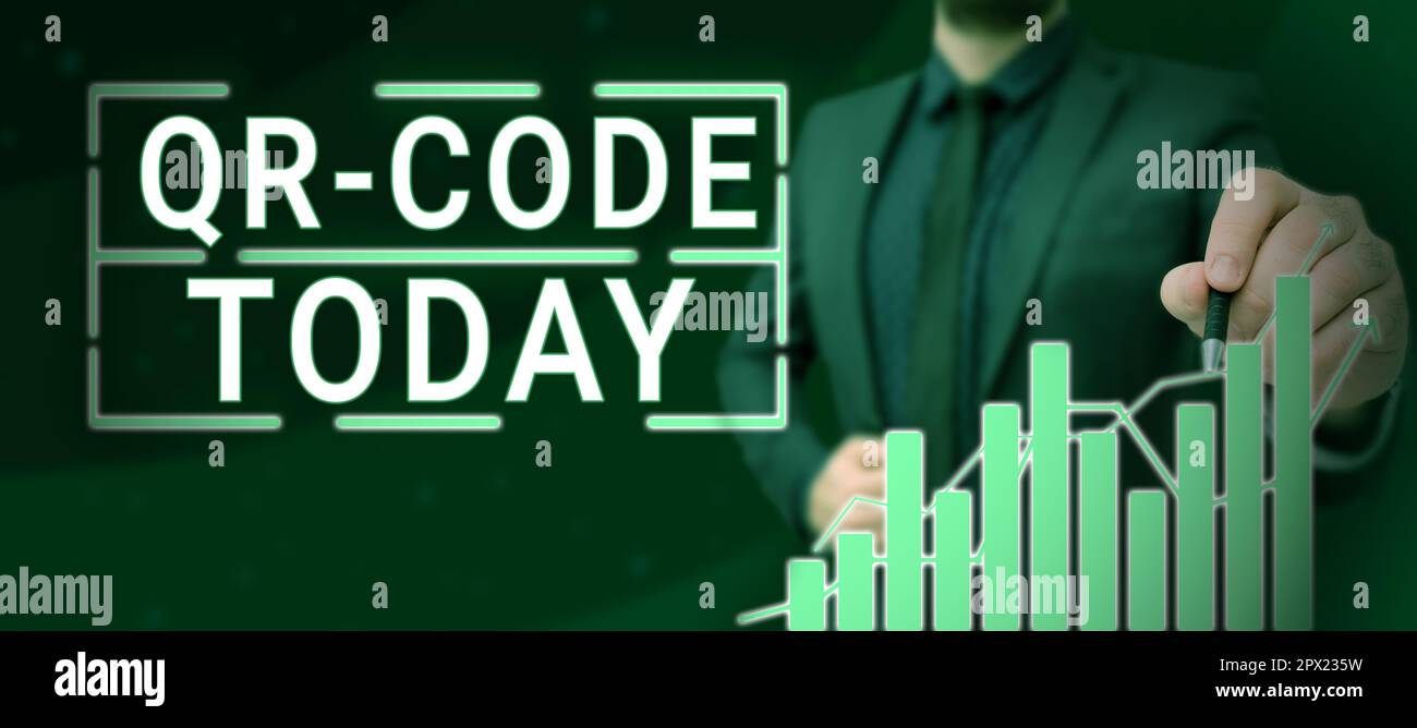 Sign displaying Qr Code, Business showcase the trademark for a type of ...