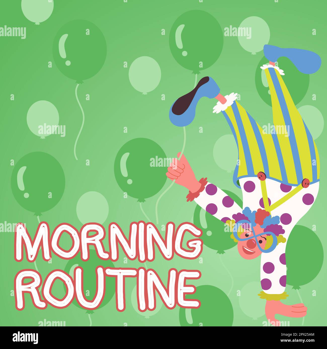 Hand writing sign Morning Routine, Word for initiation of consumer ...