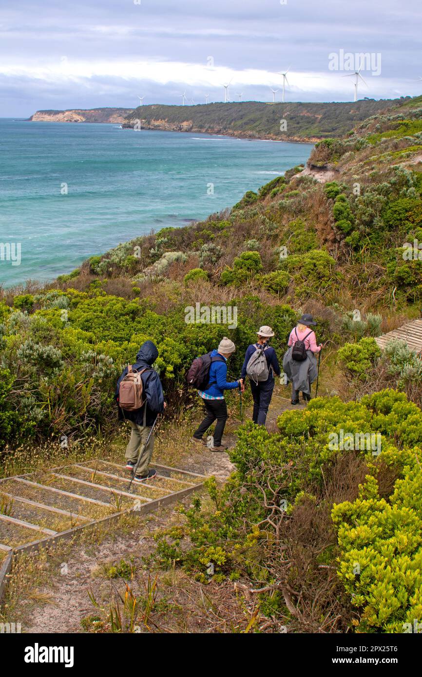 Hiking to Cape Nelson, part of the Great South West Walk Stock Photo