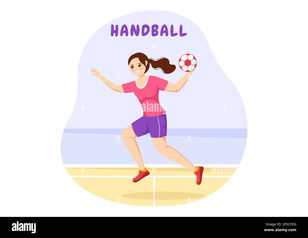 Handball Illustration of a Player Touching the Ball with His Hand and
