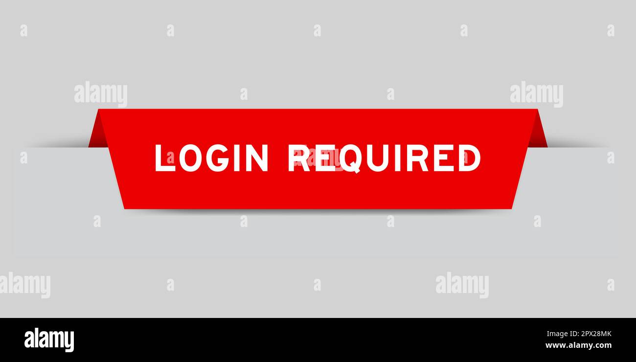 Red color inserted label with word login required on gray background Stock Vector Image & Art