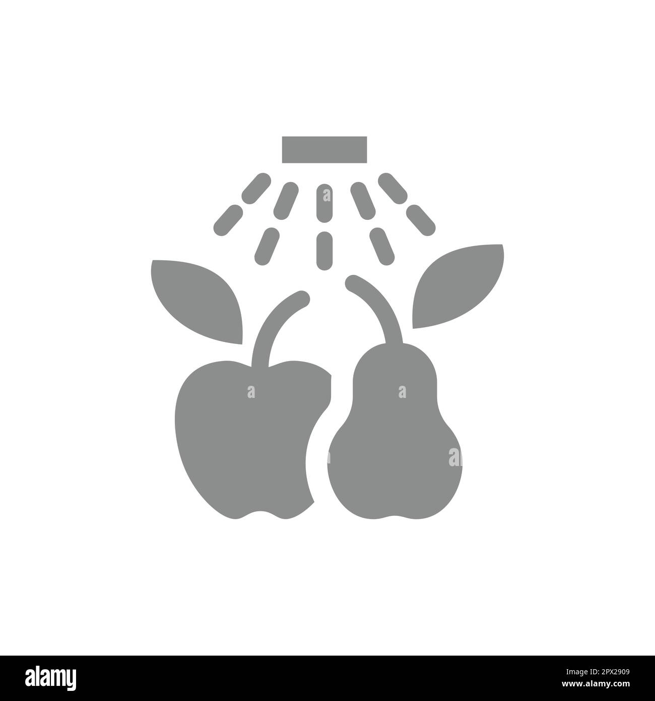 Wash well before eating vector label. Water tap and fruits fill icon