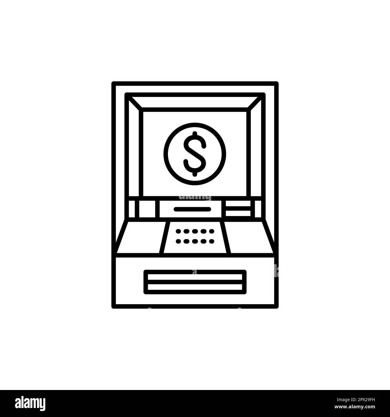 ATM machine black line icon. Pictogram for web page, mobile app, promo ...