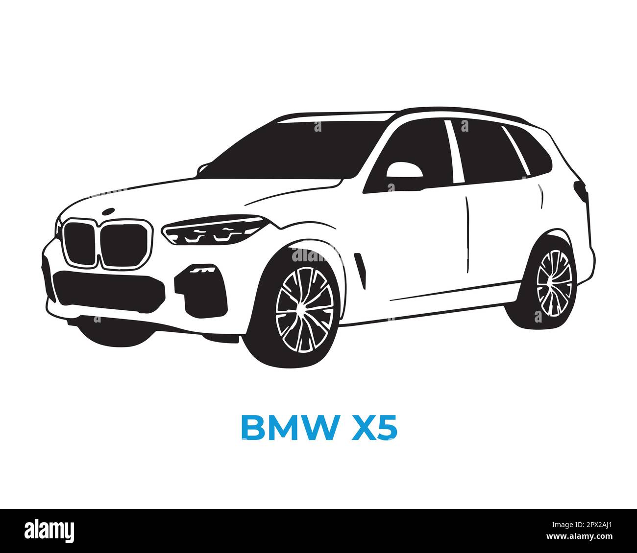 Vector silhouettes, icons of BMW brand cars Stock Vector