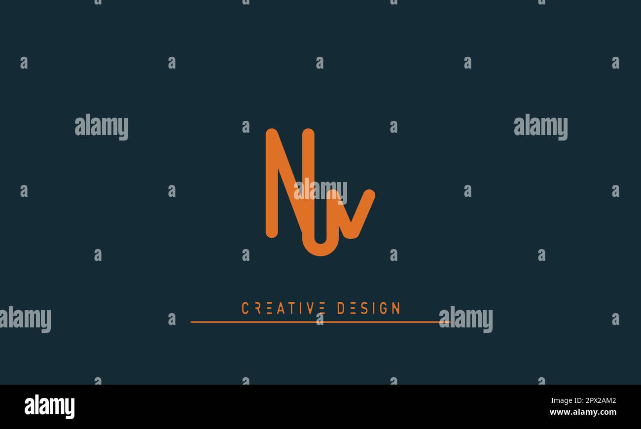 Alphabet letters Modern Creative logo NV , VN Stock Vector