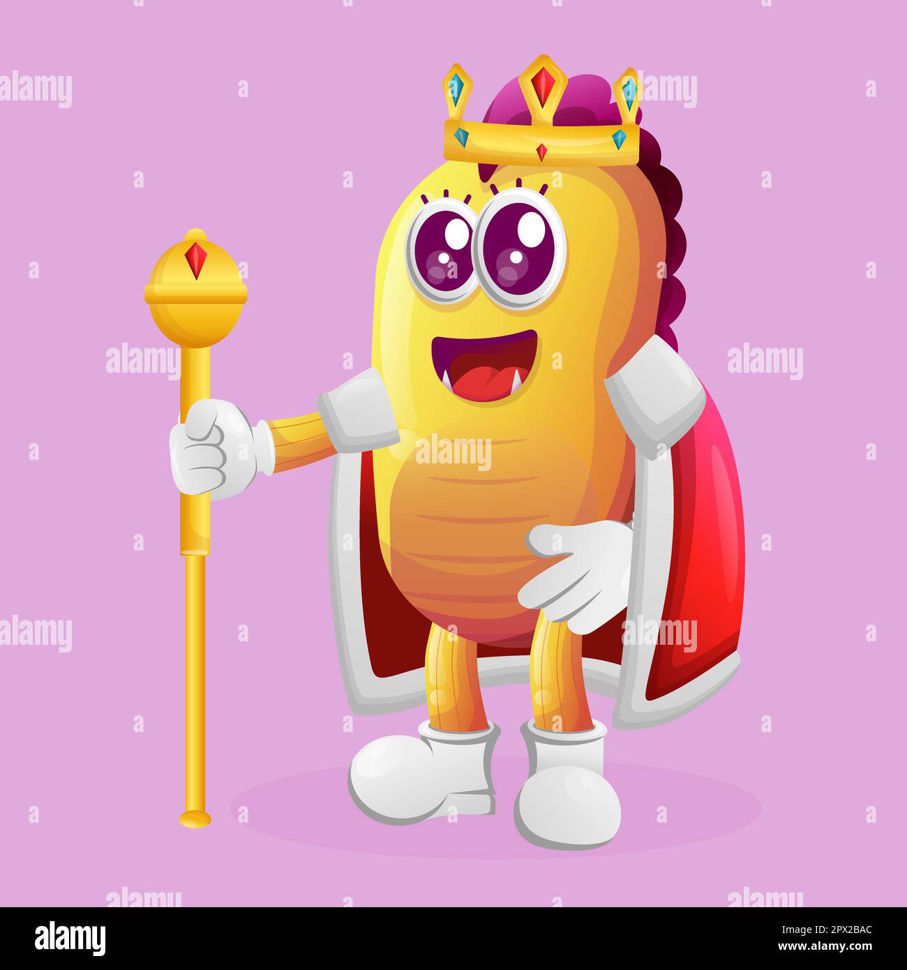 Cute yellow monster king. Perfect for kids, small business or e-Commerce, merchandise and sticker, banner promotion, blog or vlog channel Stock Vector