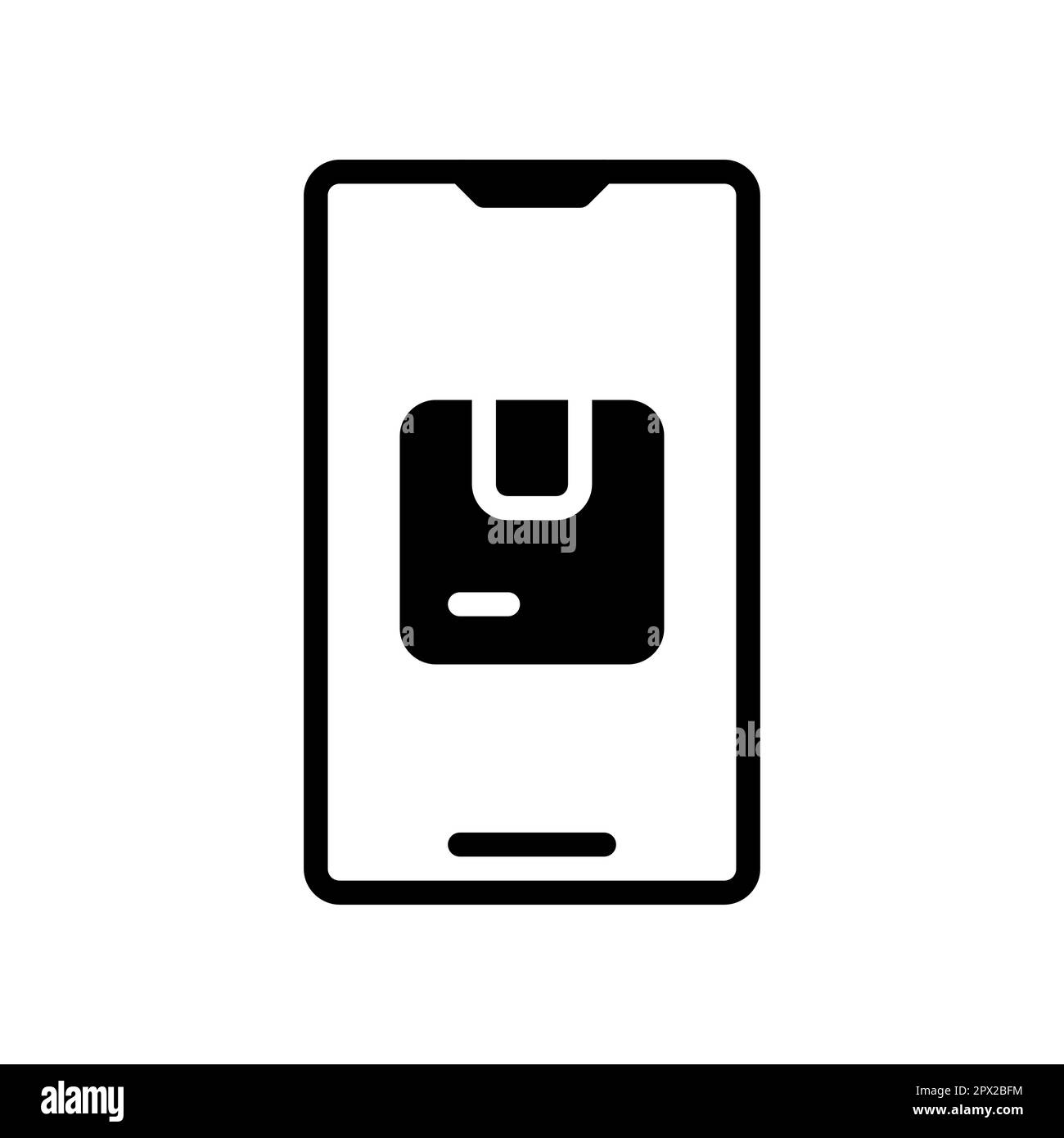 Order Package Online icon, order goods online using a smartphone. Stock Vector