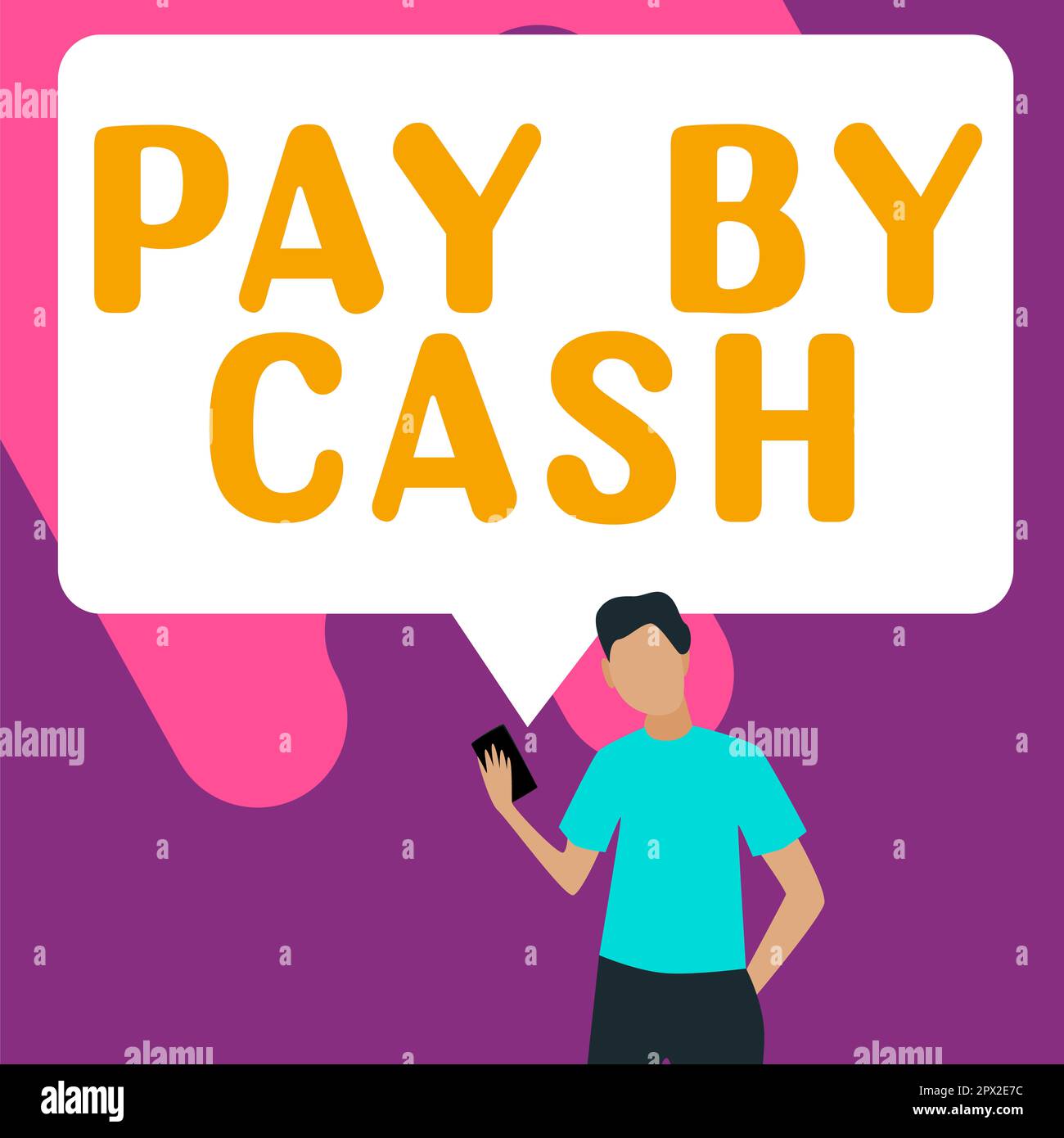 Text caption presenting Pay By Cash, Concept meaning Customer paying with money coins bills Retail shopping Stock Photo