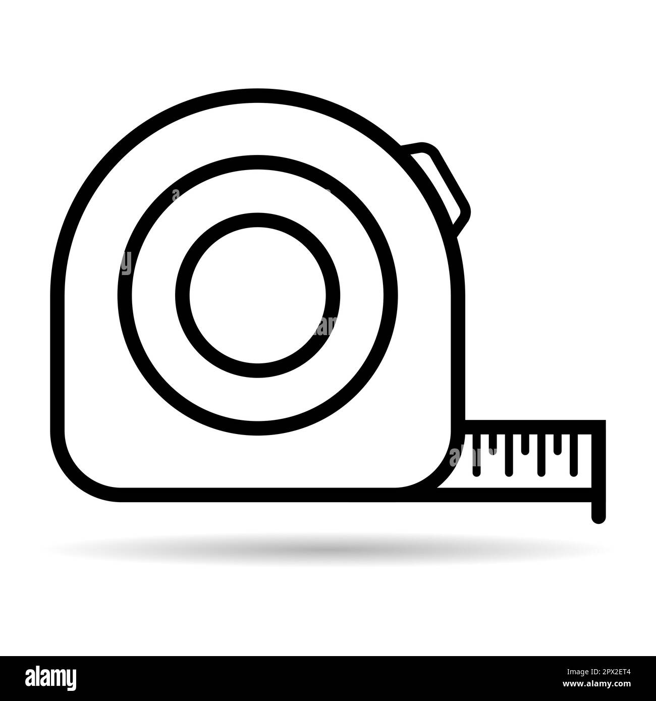 Measurement tape icon shadow, measure tool concept design symbol