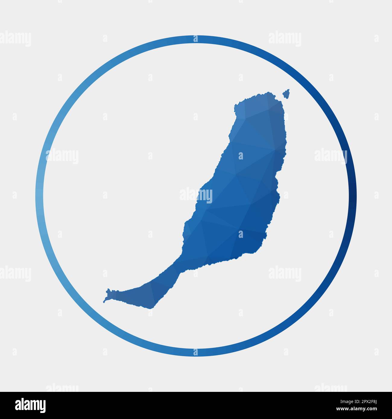 Fuerteventura icon. Polygonal map of the island in gradient ring. Round