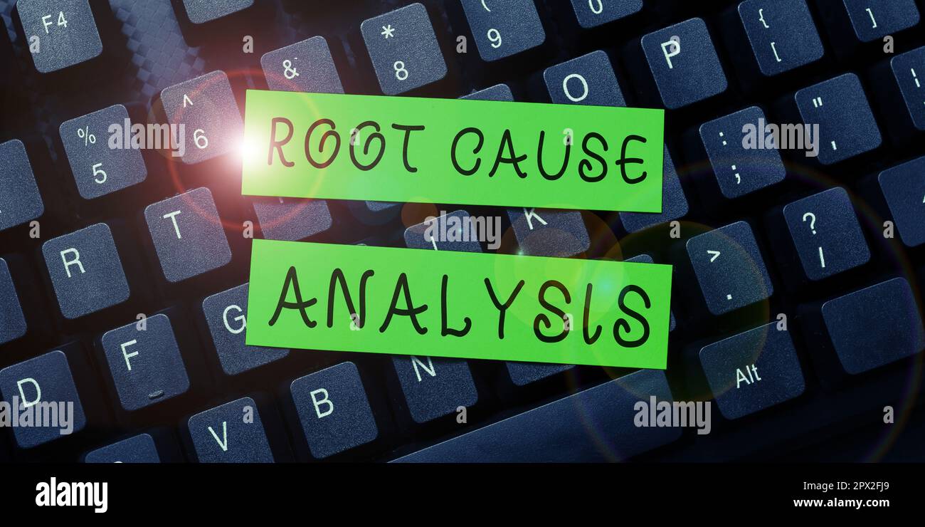 Text sign showing Root Cause Analysis, Business idea Method of Problem Solving Identify Fault or Problem Stock Photo