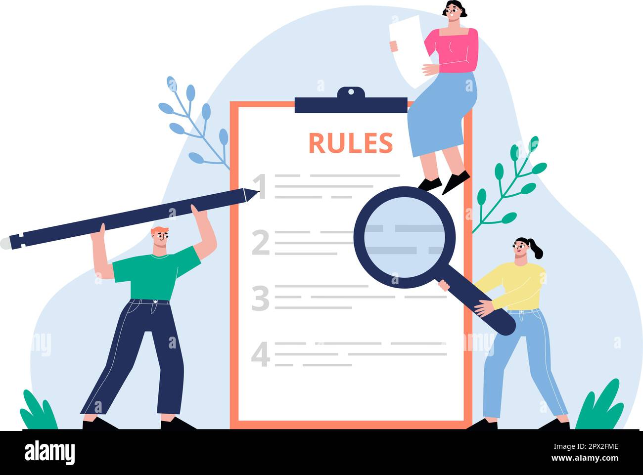 Rules list concept, company regulation and control workers. Important ...
