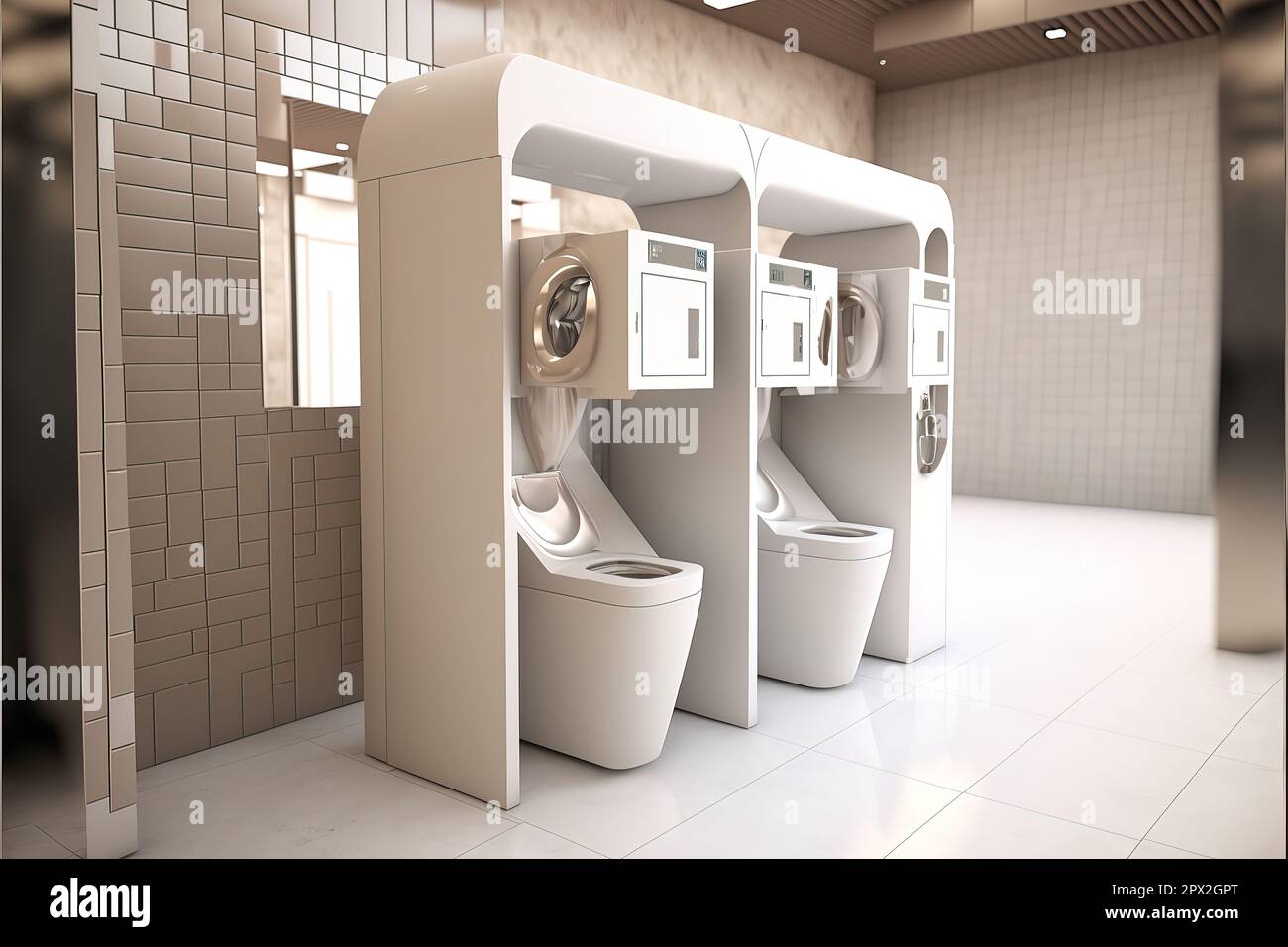 public toilet in shopping Mall, 3D rendering Stock Photo Alamy