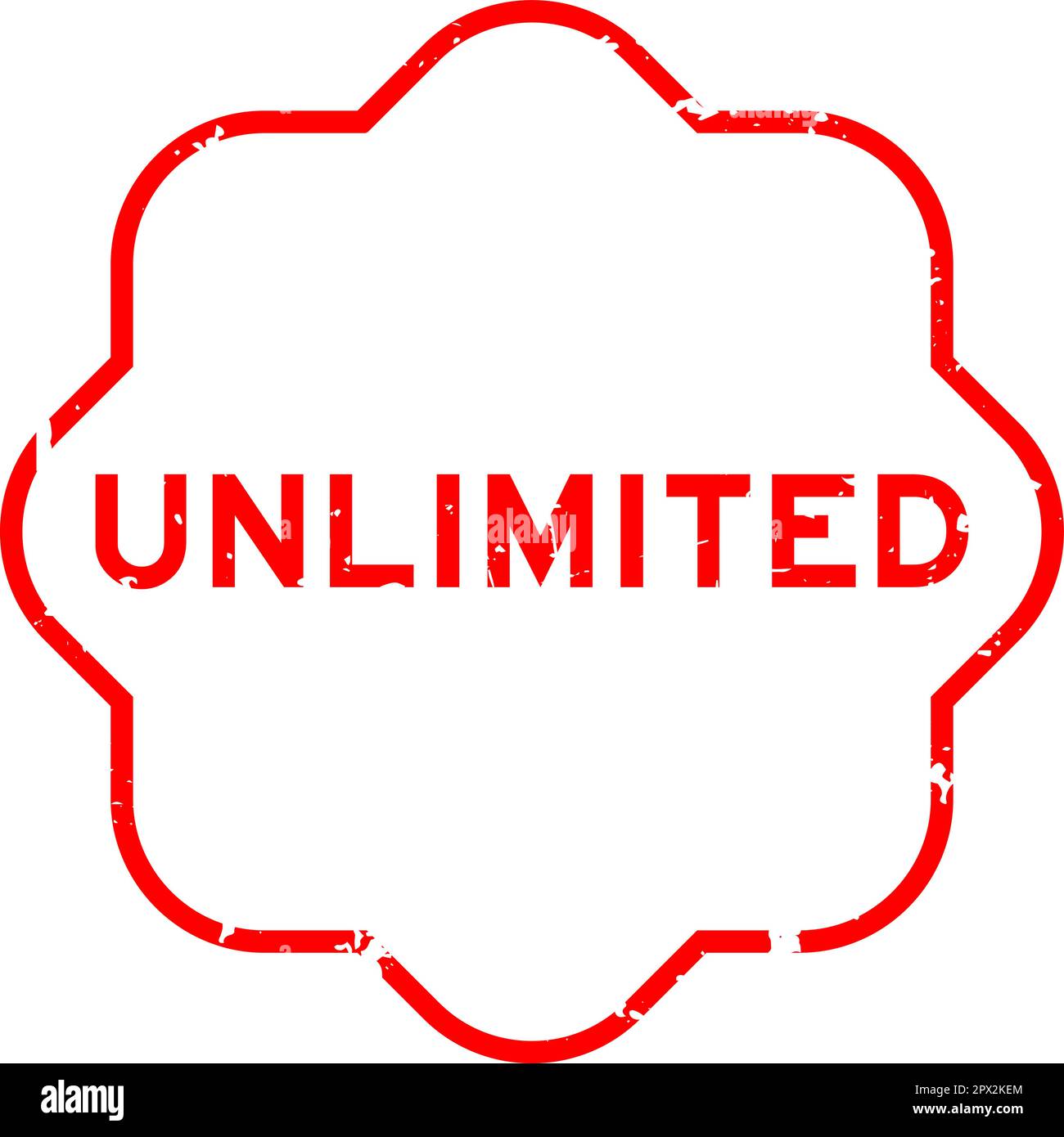 Grunge red unlimited word rubber seal stamp on white background Stock Vector