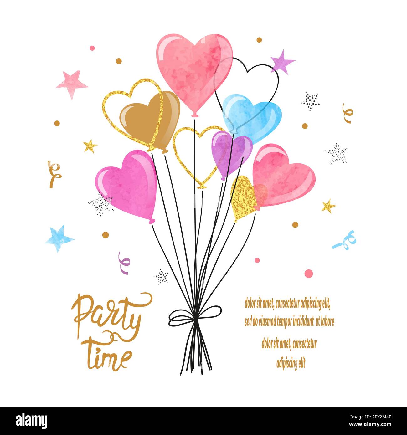 Colorful party balloons isolated on white. Vector illustration Stock ...